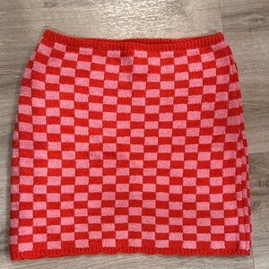 Forever 21 Red and Pink Checkered Mini Skirt